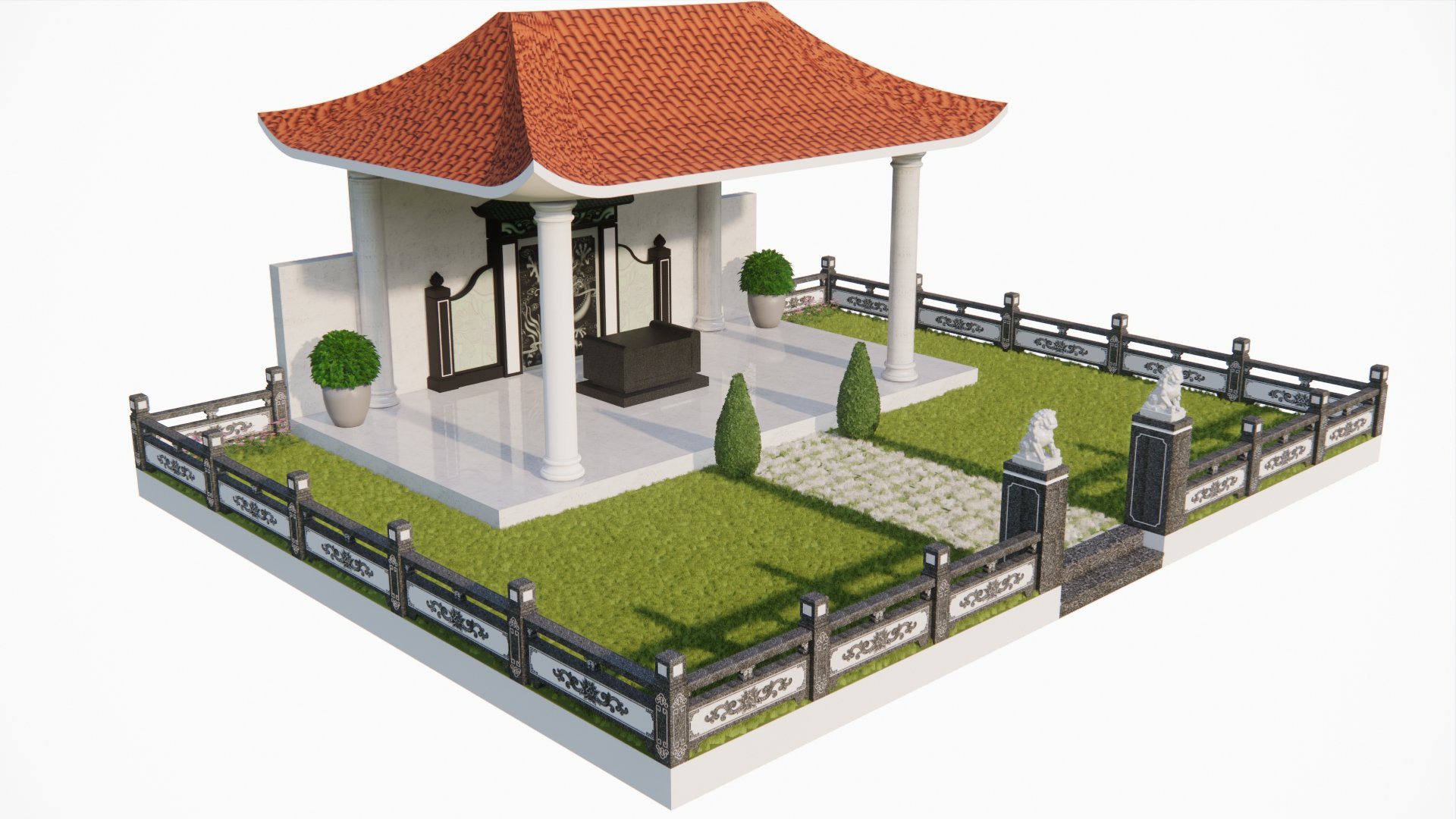 Một thiết kế khuôn viên gia tộc 86m2 - Ảnh bên trái Một thiết kế khuôn viên gia tộc 86m2 - Ảnh bên trái