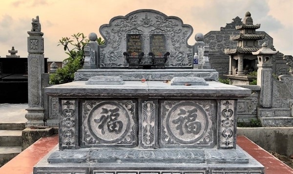 Mộ đá song thân Vũng Tàu chạm khắc hoa lá thiên nhiên Mộ đá song thân Vũng Tàu chạm khắc hoa lá thiên nhiên