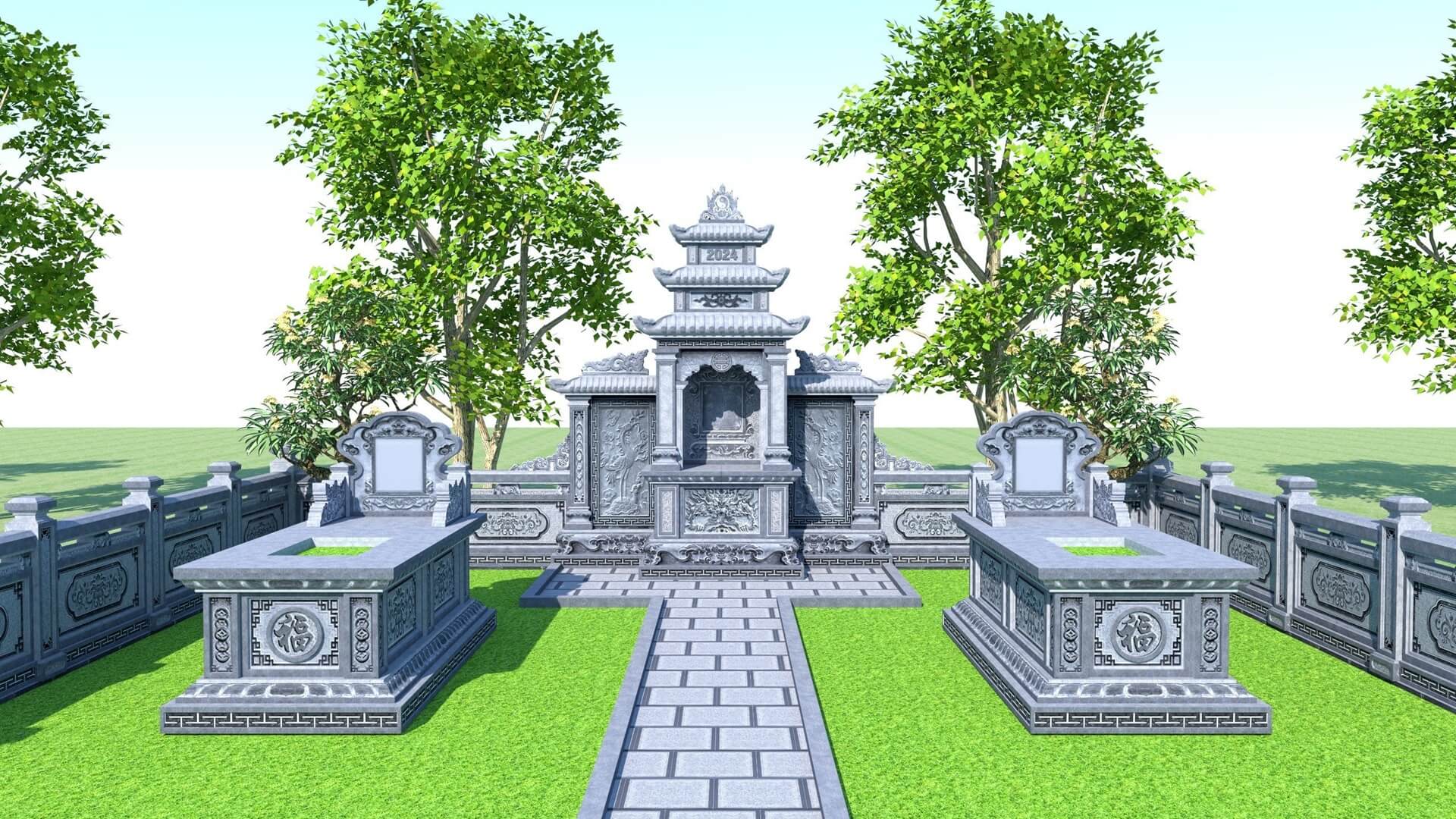 Thiết kế khuôn viên gia tộc 80m2 sử dụng đá xanh Thanh Hóa - Ảnh chính diện bên trong Thiết kế khuôn viên gia tộc 80m2 sử dụng đá xanh Thanh Hóa - Ảnh chính diện bên trong